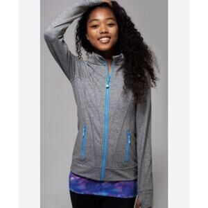 Ivivva by Lululemon Perfect Your Practice Full Zip Jacket Gray Thumbholes Sz 12